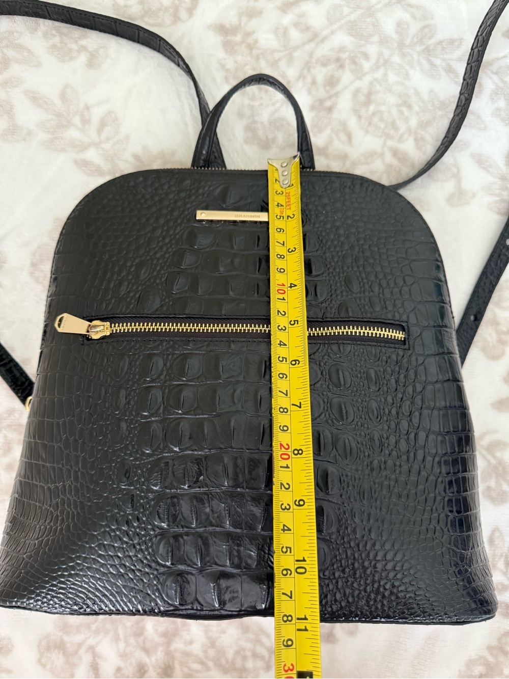 Brahmin Black Croc-Embossed Leather Backpack - Picture 10 of 16